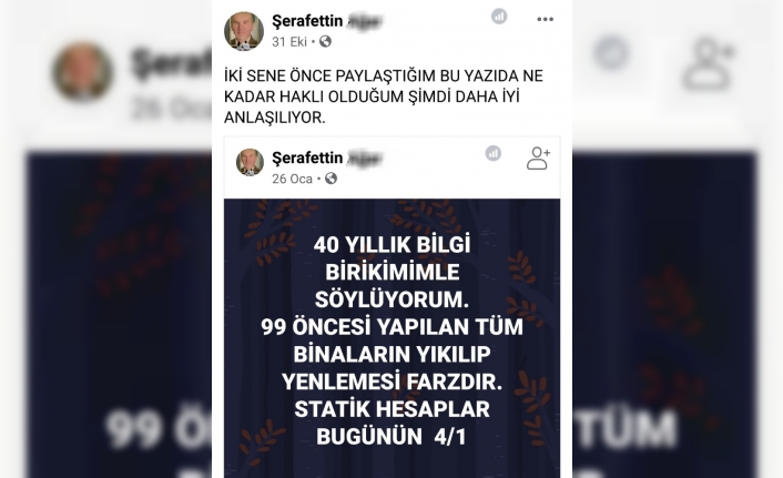 İzmir’deki tutuklu müteahhitten şaşırtan paylaşım: "Mezarda oturuyoruz"