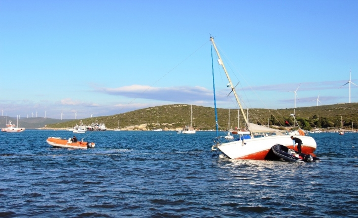 Tsunami ile sürüklenen tekneler denizden çıkartılıyor