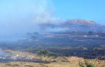 Ayvalık'ta çöplük alanda başlayan yangın makilik bölgeye sıçradı