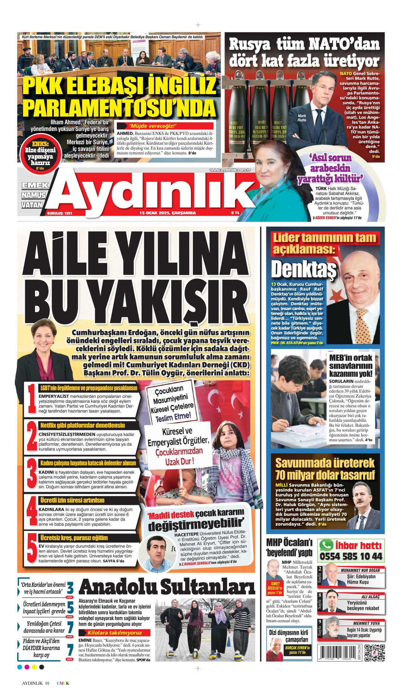 AYDINLIK GAZETESİ Gazete Manşeti