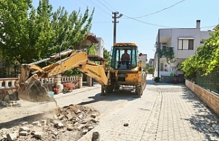 Burhaniye'de yürüyüş ve bisiklet yolu çalışmaları...